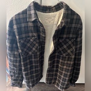 black and grey thick flannel jacket, size S/M. perfect condition no flaws